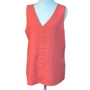 41 Hawthorn Sleeveless V Neck Sylvie Chiffon Trim Blouse Women's Large Peach